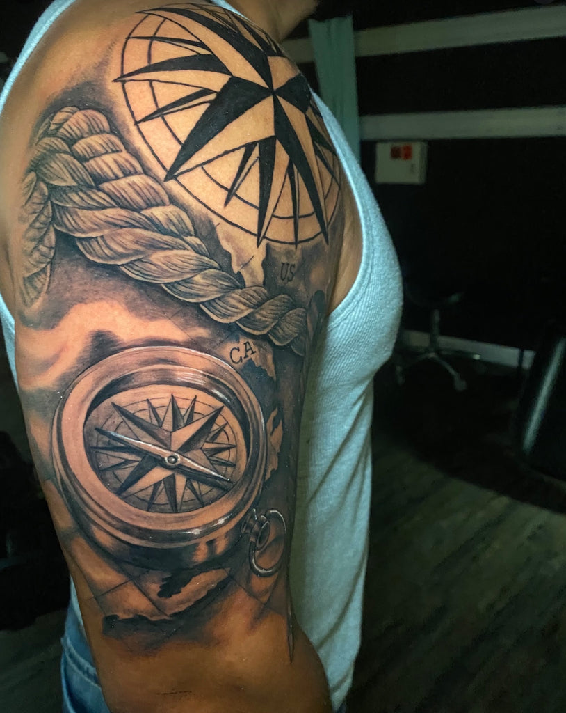 Compass Anchor Bird Tattoo | Compass tattoo design, Tattoos, Compass tattoo