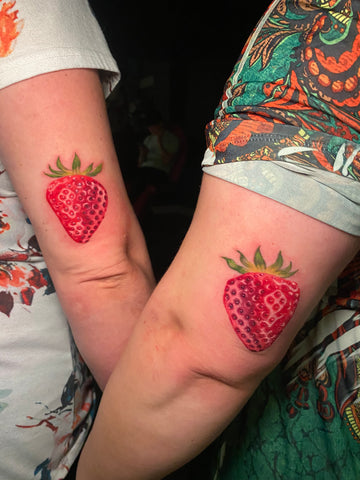 Fine Line Strawberry Temporary Tattoo set of 3 - Etsy