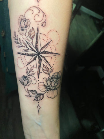 Minimalist compass and floral
