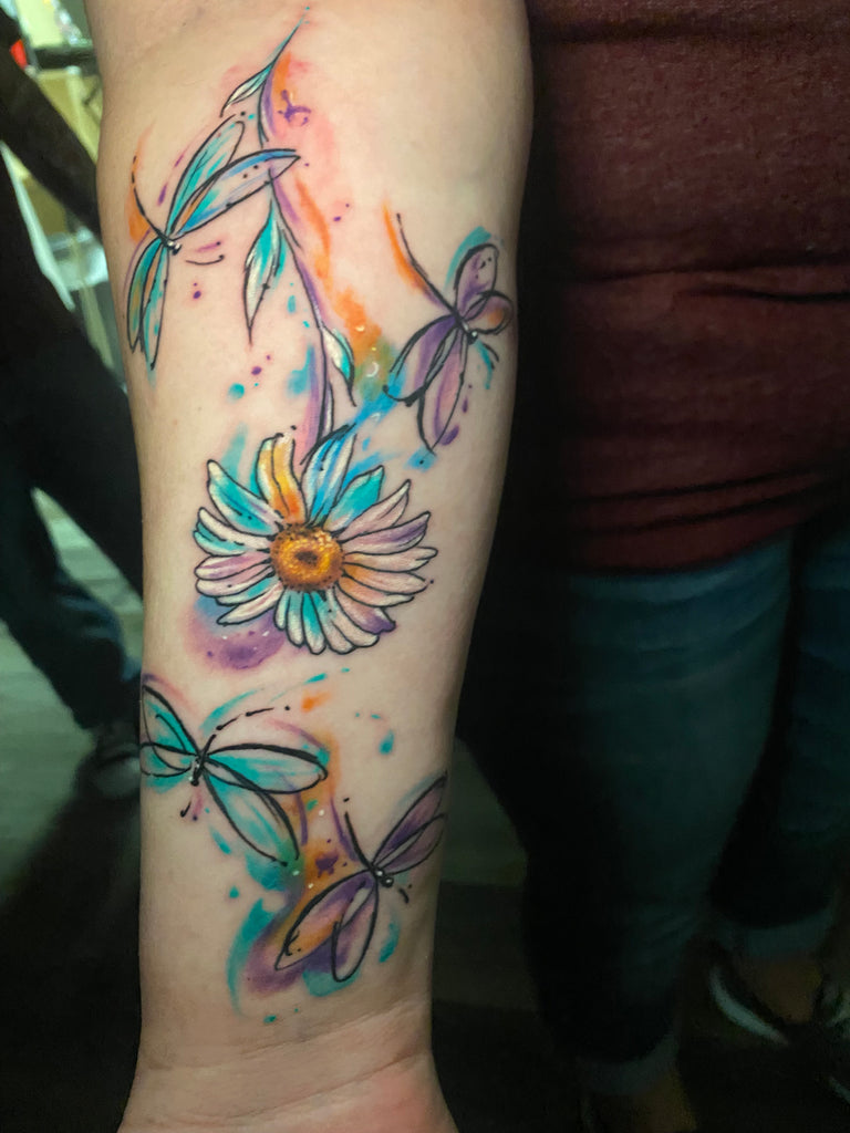 daisy foot tattoos
