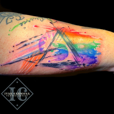 Pink Floyd Inspired Watercolor Forearm Tattoo Tatuaje Pink Floyd Inspirado Acuarelas en Antebrazo