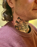 Neck and Palm tattoos